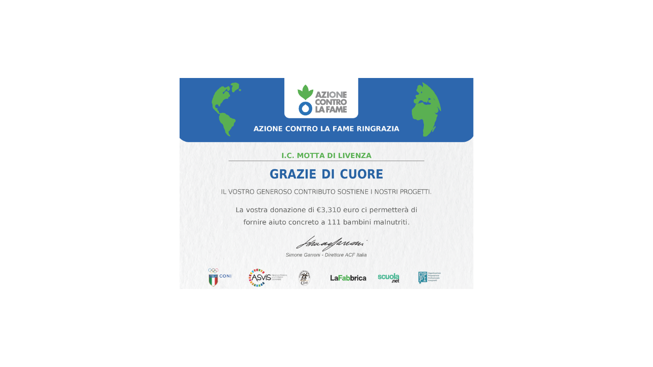 ATTESTATO CORSA CONTRO LA FAME 2025